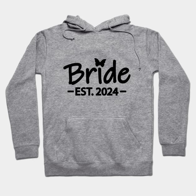 Bride EST. 2024 creative typography design Hoodie by CRE4T1V1TY